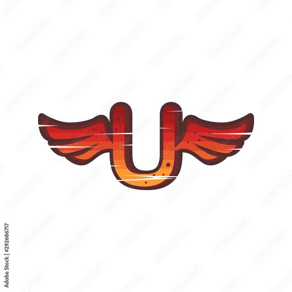 Obraz premium alphabet wing red sign logo brand sign icon