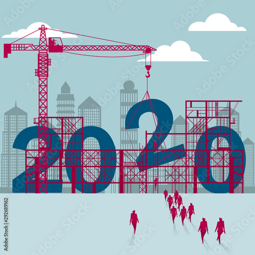 New Year symbol design. Isolated on blue background.