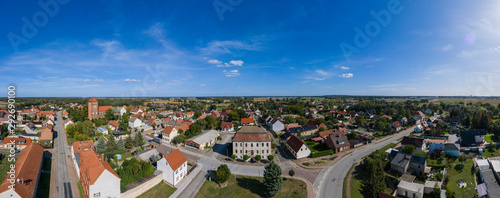 Panoramic view over a small town ( Sandau Elbe )