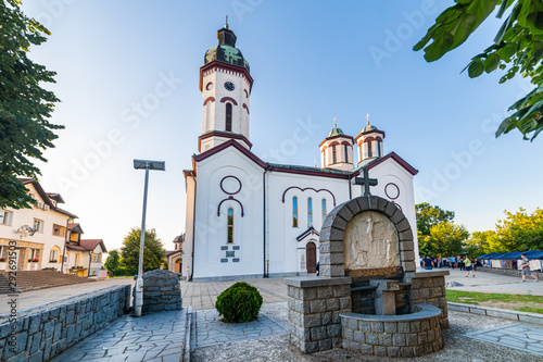 Loznica, Serbia - July 11, 2019: Church of Shroud of Holy Mother (Serbian: Crkva Pokrova Presvete Bogorodice) in Loznica. photo