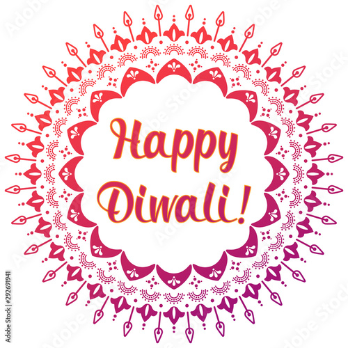 Happy diwali celebration symbol. Floral mandala background. Indian holiday