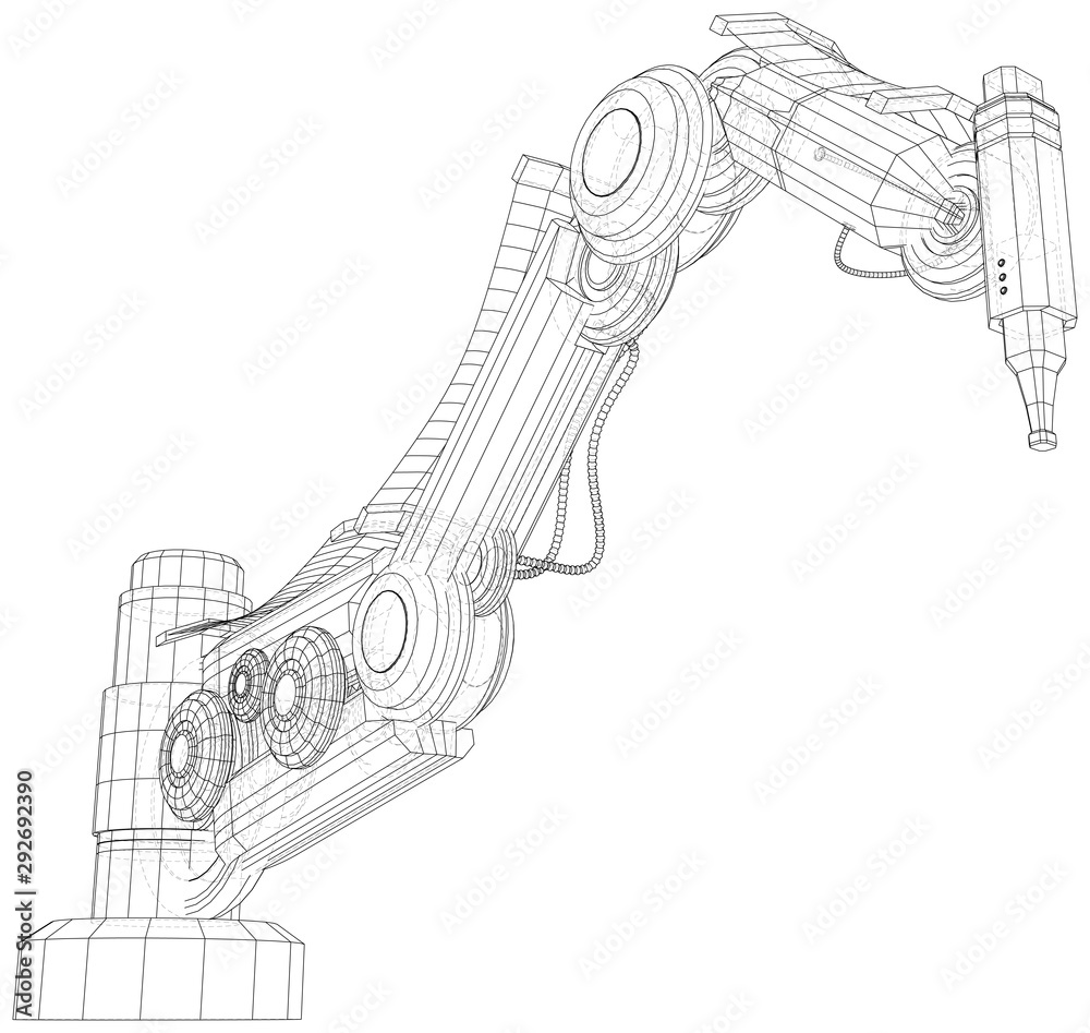 Robotic Arm. Isolated on White Background Stock Illustration - Illustration  of manufacture, robotic: 148820131