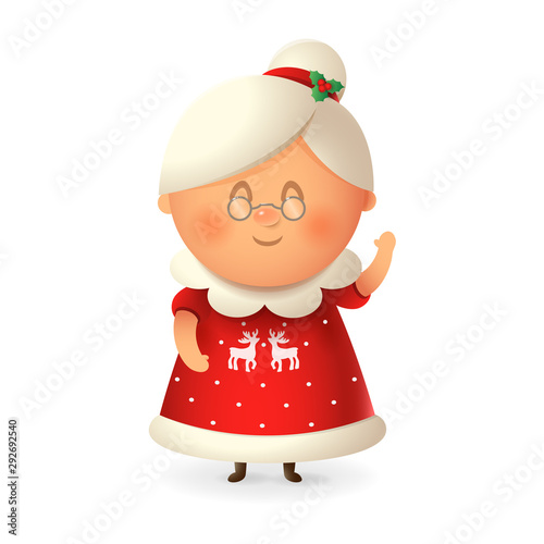 Mrs Claus - wife of Santa Claus - vector illustration isolated on transparent background