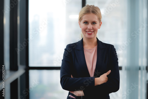 Senior business woman in the office with copy space