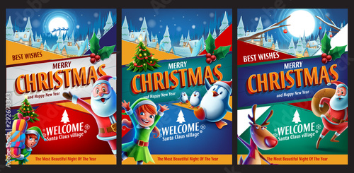 set of christmas banners