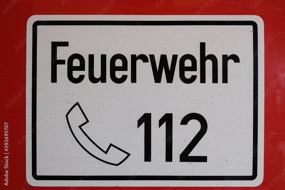 German fire brigade sign with lettering German fire brigade sign with lettering