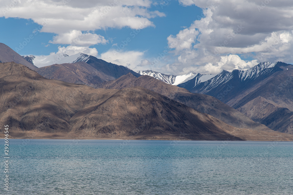 Pangong Lake and blue sky in Leh, Ladakh Region, India