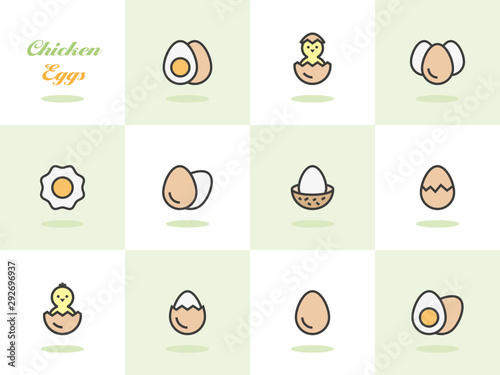 Colorful eggs icons.