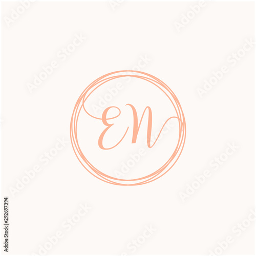 Letter EN logo template  Creative fashion logo design  couple letter   wedding concept -vector