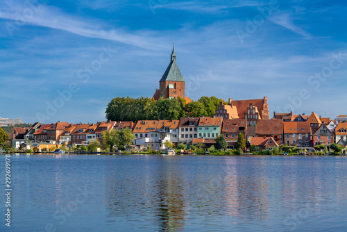 Moelln (German: Mölln), Germany. The old town, view across the City Lake.