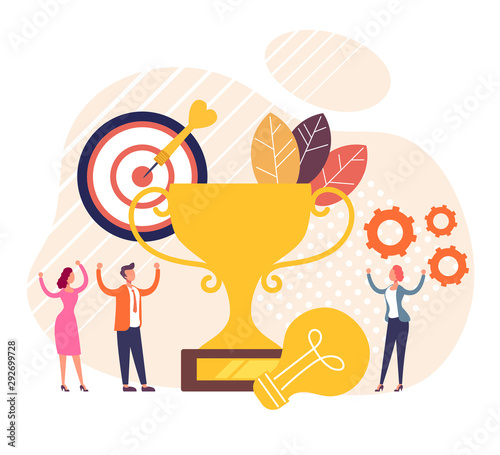 Successful finish work project start up. Vector flat cartoon graphic design illustration
