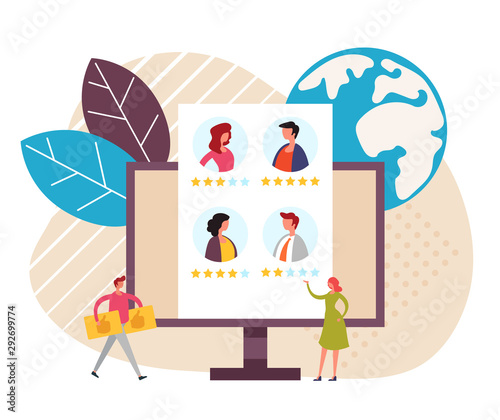 Resume feedback work review rating concept. Vector flat cartoon graphic design illustration