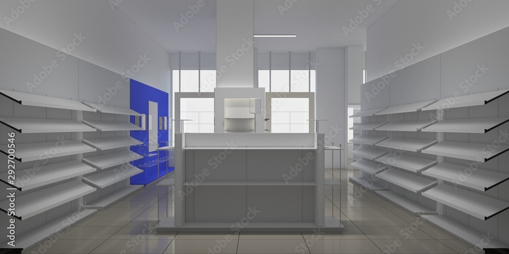 Obraz premium shopping mall, interior visualization, 3D illustration