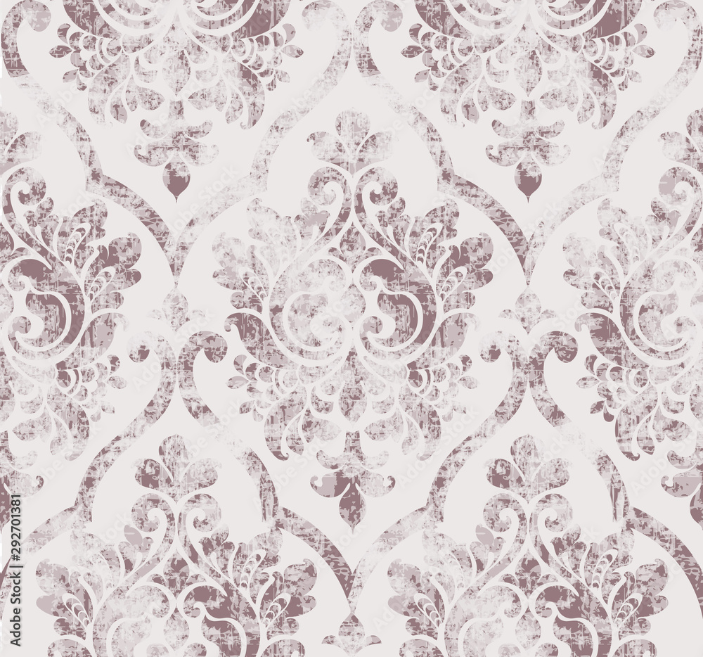 Rococo texture pattern Vector. Floral ornament decoration. Victorian engraved retro design. Vintage grunge fabric decors. Luxury fabrics - obrazy, fototapety, plakaty 