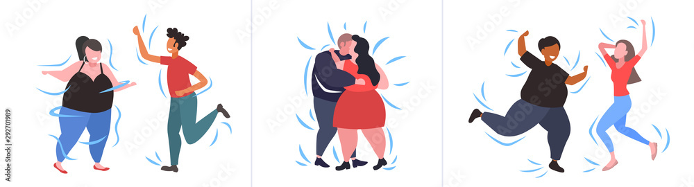 set fat obese people in different poses overweight mix race male female characters collection obesity weight loss concept flat full length horizontal set fat obese people in different poses overweight mix race male female characters collection obesity weight loss concept flat full length horizontal