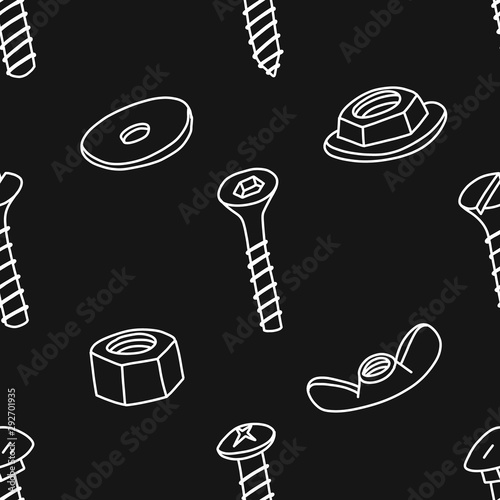 Advertising poster seamless pattern nut bolt.