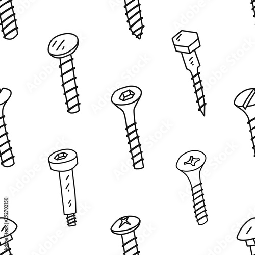 Information flyer sketch seamless pattern, screw.