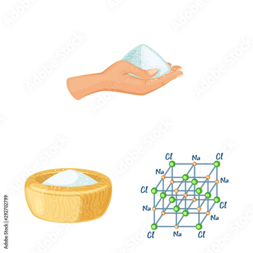 Vector design of salt and food sign. Set of salt and mineral stock symbol for web.