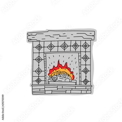 Informational banner sketch fireplace hand drawn.