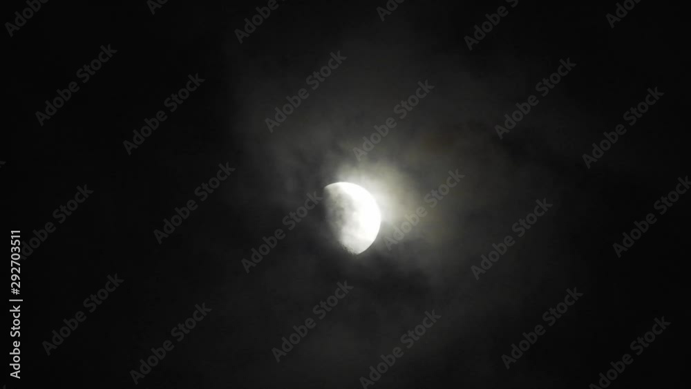 Moon with clouds in the night sky. Cloudy weather on a autumn night. Mysterious night sky with moon. Spooky night and mystery. Dramatic clouds in the moonlight. Moon with clouds in the night sky. Cloudy weather on a autumn night. Mysterious night sky with moon. Spooky night and mystery. Dramatic clouds in the moonlight.