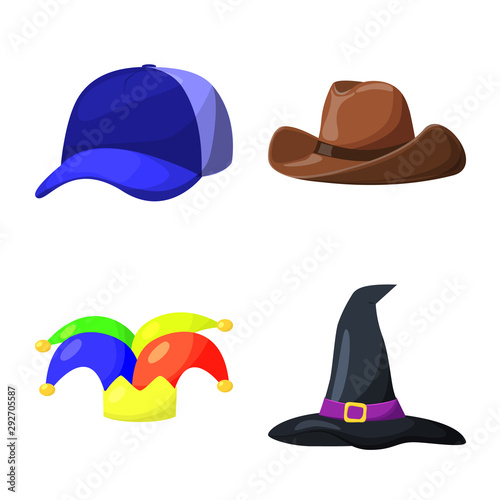 Vector design of headgear and napper logo. Collection of headgear and helmet stock symbol for web.