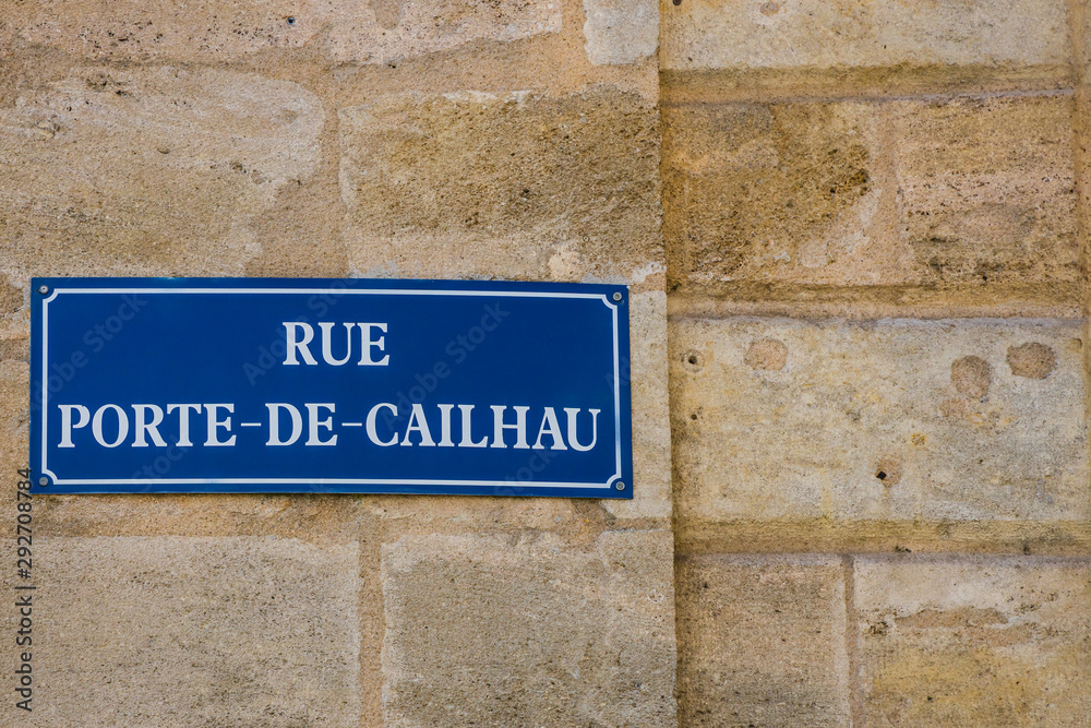 Fototapeta Porte Cailhau street sign name in Bordeaux