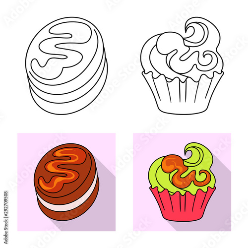 Isolated object of confectionery and culinary logo. Set of confectionery and product stock symbol for web.