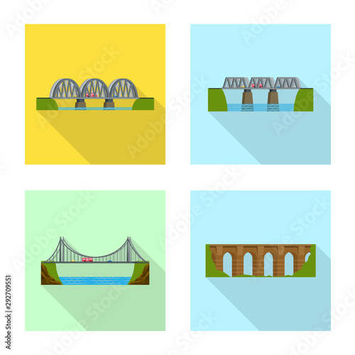 Vector design of bridgework and bridge icon. Collection of bridgework and landmark vector icon for stock.