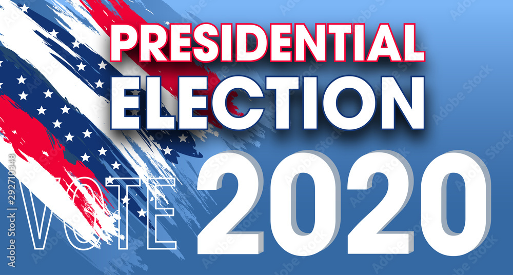 United States of America Presidential Election. Vote 2020 USA. Colorful modern abstract banner color of national flag. Dynamic design elements for flyer, presentations, poster. Vector United States of America Presidential Election. Vote 2020 USA. Colorful modern abstract banner color of national flag. Dynamic design elements for flyer, presentations, poster. Vector