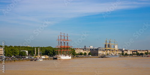 Sedov and Kruzenshtern Russian four-masted barques sail training ships moored to the quays of the Garonne river during the "Bordeaux fete le fleuve" celebration