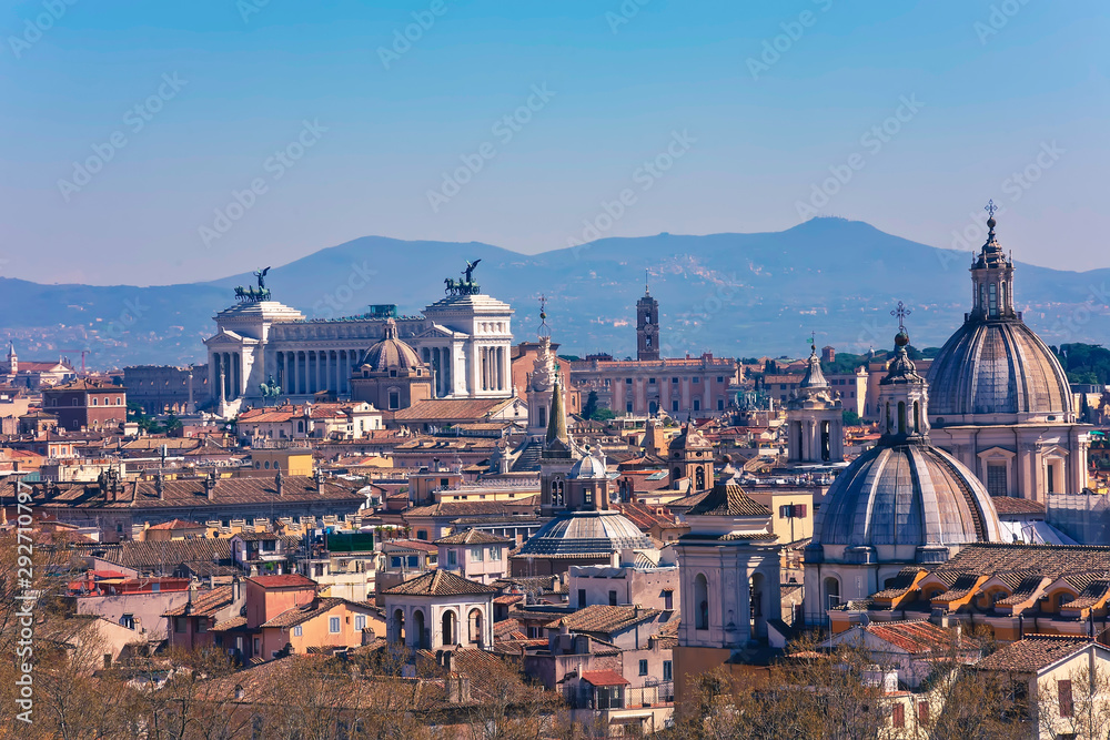 Italy, Rome- march, 2019:View of Rome from Castel Sant'Angelo