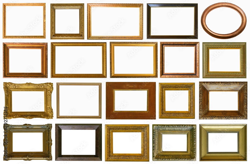 Frames paintings gold antique antiquity collection isolated museum