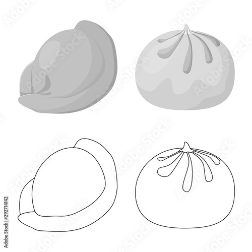 Vector illustration of products and cooking symbol. Collection of products and appetizer stock symbol for web.