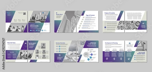 Brochure creative design. Multipurpose template with cover, back and inside pages. Trendy minimalist flat geometric design. Square format.