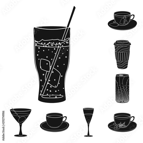 Vector design of drink and bar sign. Collection of drink and party vector icon for stock.