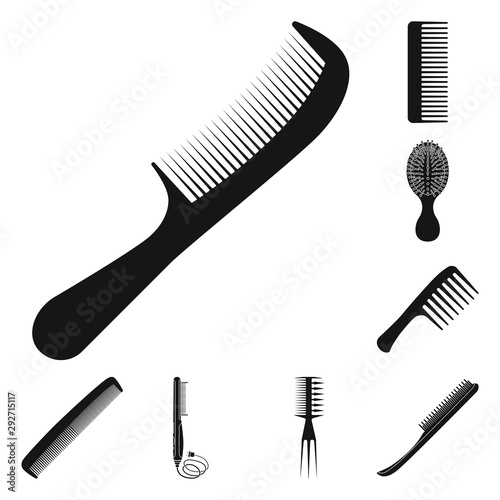 Isolated object of brush and hair symbol. Collection of brush and hairbrush stock symbol for web.