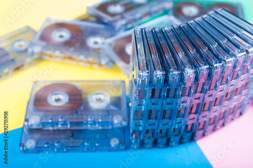 A compact cassettes on a colored table photo