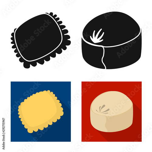 Vector illustration of products and cooking sign. Set of products and appetizer stock symbol for web.