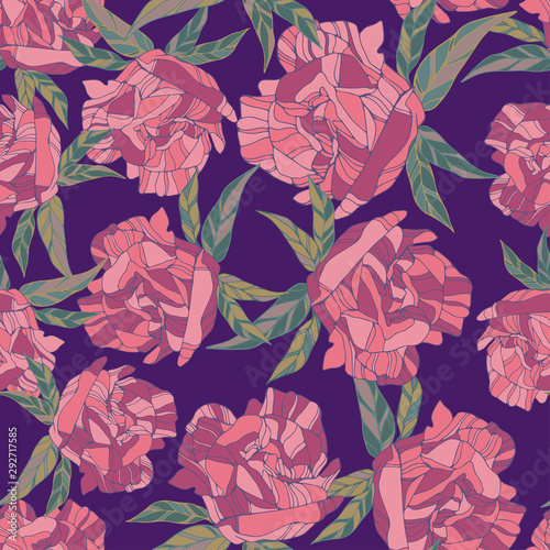 Seamless colorful stylized pattern with flowers.The design is perfectly suitable for clothes design, children s decoration, wallpaper and backgrounds.