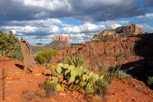 Sedona is a red rock city in Arizona, United States of America, red sandstone formations, travel USA, tourism, beautiful landscape, popular place for all type of hikers, hiking and outdoor paradise photo