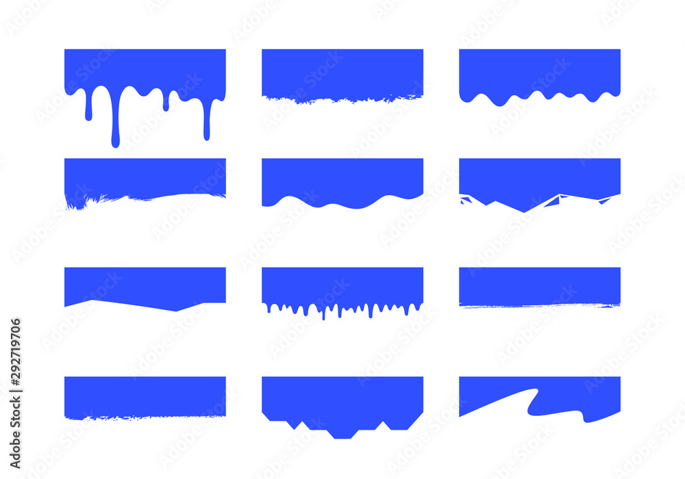 Vector Set of Template Dividers Shapes. Abstract Design Elements for Top and Bottom on Website, App, Banners or Posters