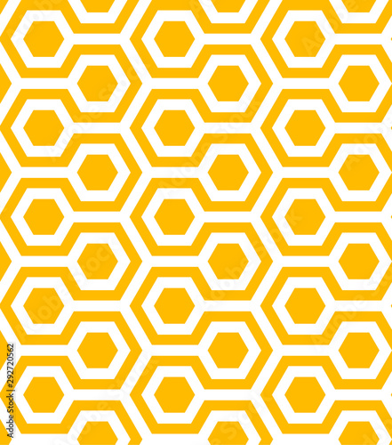 Yellow and White Hexagons Seamless Pattern. Vector Geometric Ornament. Simple Illustration for Honey Packaging