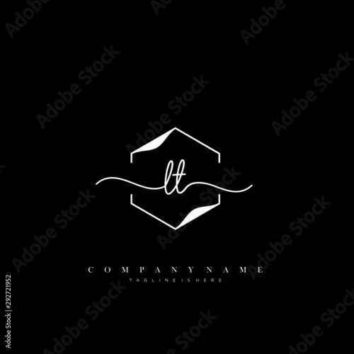 Plakat w ramie LT initial handwriting logo template vector.