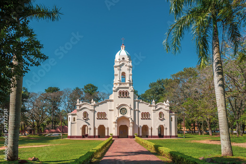 Front View of the Church in San Ignacio Guazu, Misiones, Paraguay