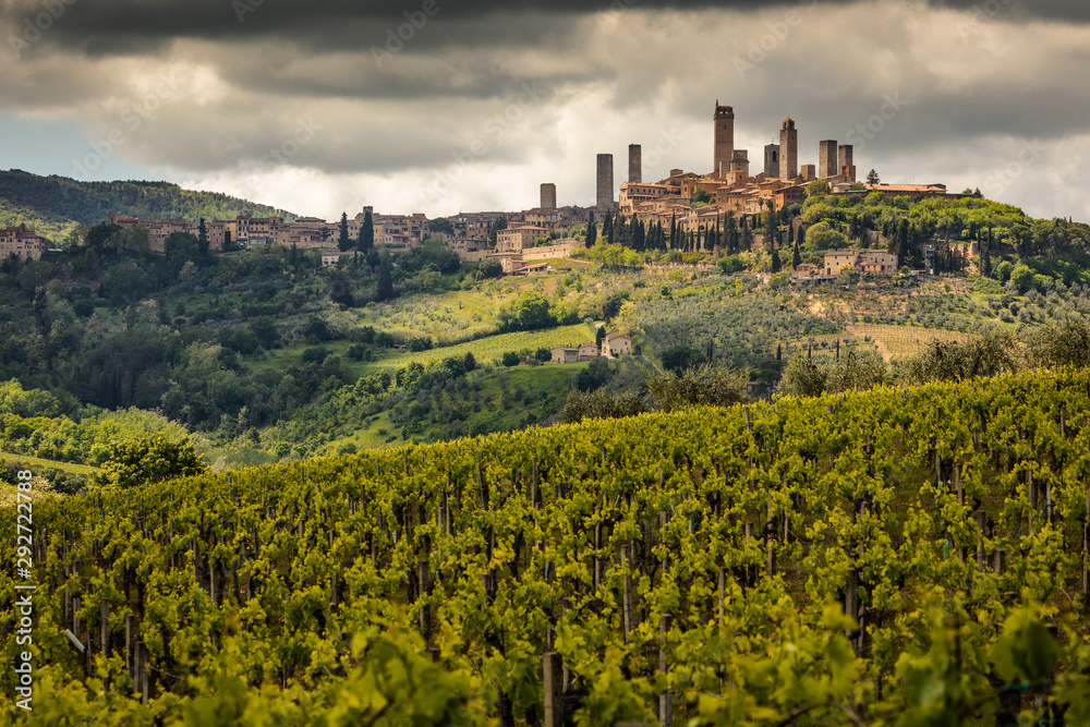 San Gimignano is a small medieval hill town in Tuscany, Italy