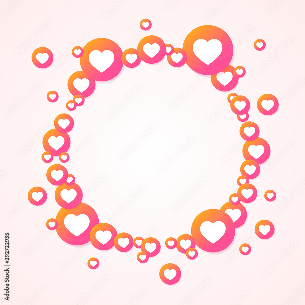 Realistic 3d Detailed Bubbles with Like Signs Round Frame. Vector Realistic 3d Detailed Bubbles with Like Signs Round Frame. Vector