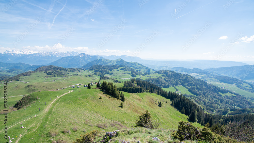 landscape with mountains and blue sky, Miribel