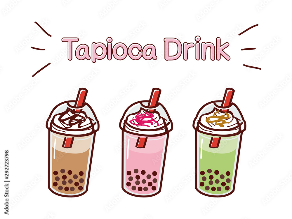 イラスト素材 タピオカドリンク ガーリー かわいい Stock Vector Adobe Stock