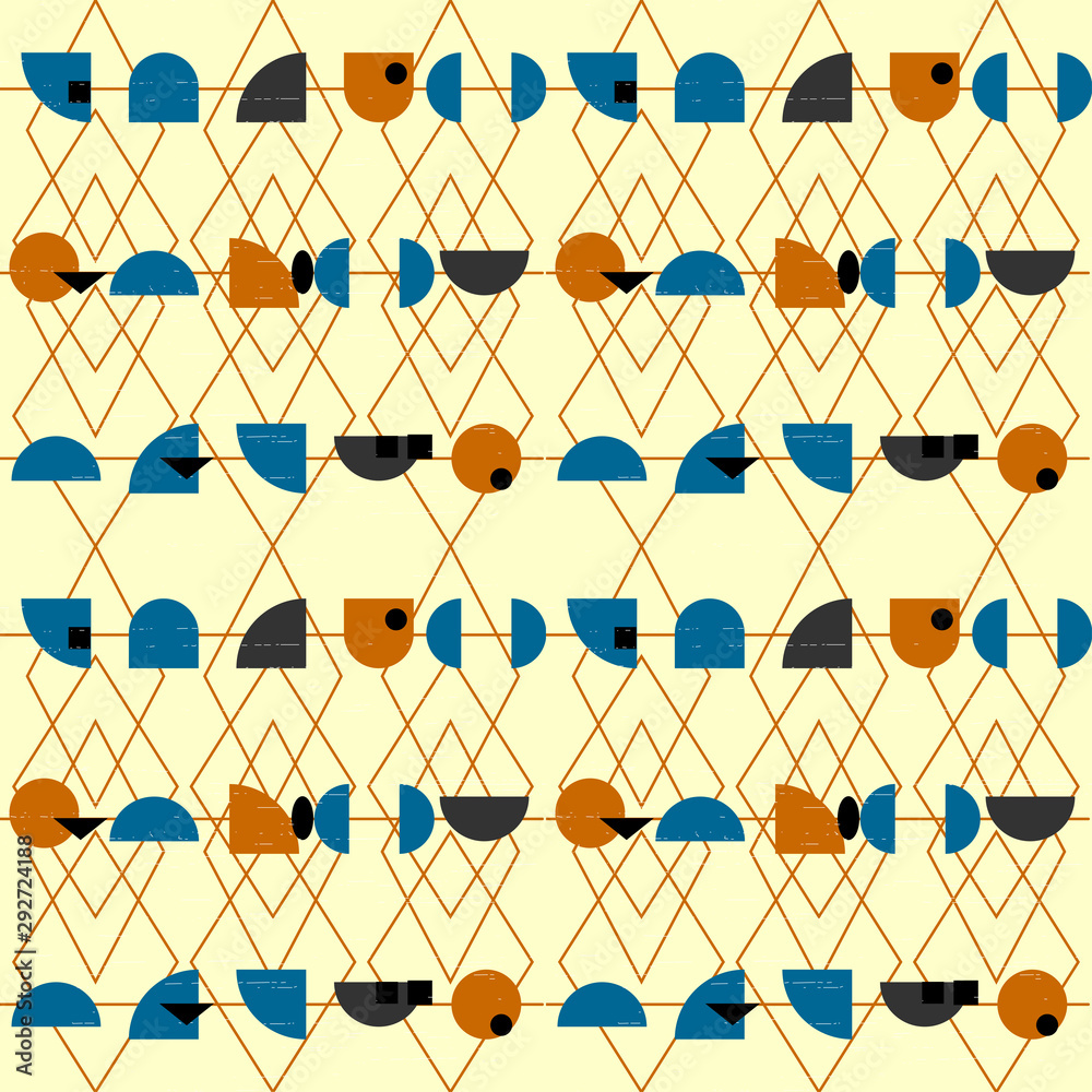 Abstract geometric vector seamless pattern inspired by mid-century modern fabrics. Abstract geometric vector seamless pattern inspired by mid-century modern fabrics.