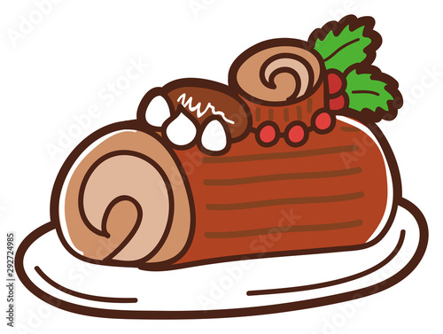 イラスト素材：クリスマス　ブッシュドノエル